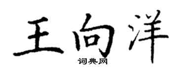 丁謙王向洋楷書個性簽名怎么寫
