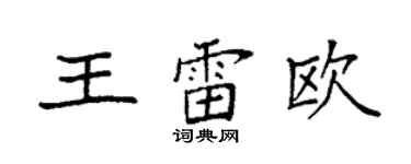 袁強王雷歐楷書個性簽名怎么寫