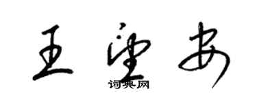 梁錦英王望安草書個性簽名怎么寫