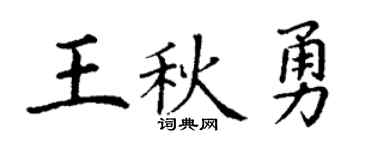 丁謙王秋勇楷書個性簽名怎么寫