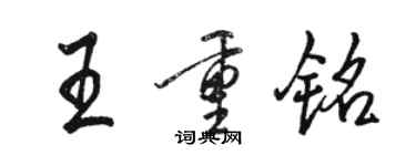 駱恆光王重銘行書個性簽名怎么寫