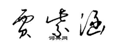 梁錦英賈紫涵草書個性簽名怎么寫