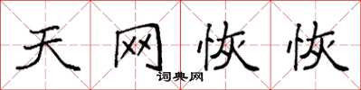 袁強天網恢恢楷書怎么寫