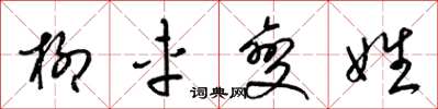 梁錦英柳車變姓草書怎么寫