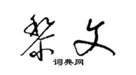 梁錦英黎文草書個性簽名怎么寫