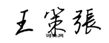 王正良王策張行書個性簽名怎么寫