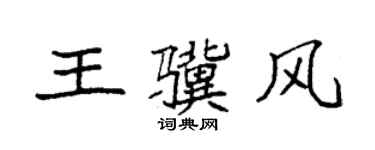 袁強王驥風楷書個性簽名怎么寫