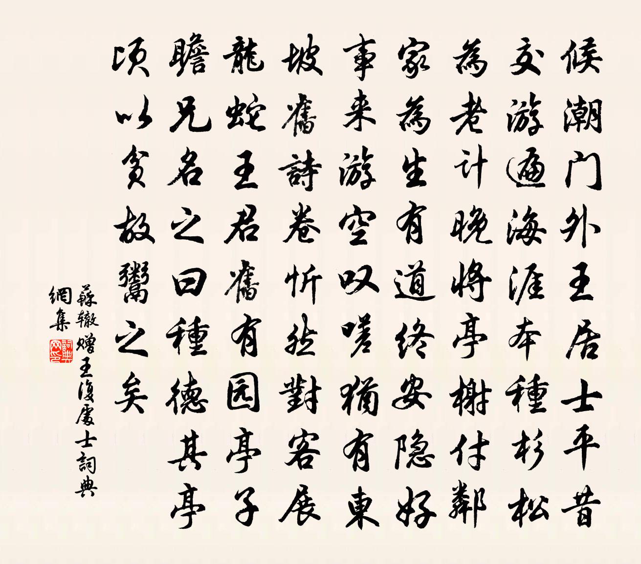 蘇轍贈王復處士書法作品欣賞