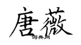 丁謙唐薇楷書個性簽名怎么寫