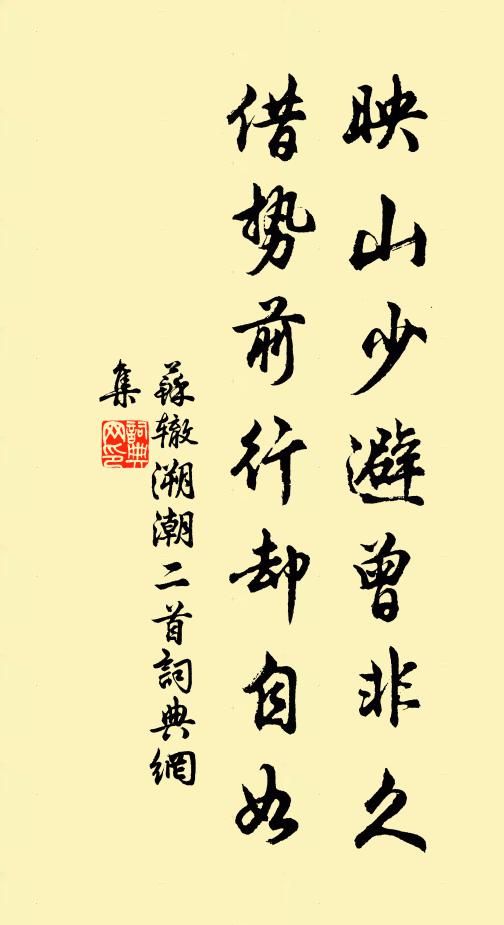 蘇轍映山少避曾非久,借勢前行卻自如書法作品欣賞