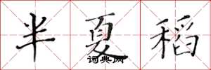 黃華生半夏稻楷書怎么寫