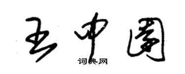 朱錫榮王中園草書個性簽名怎么寫