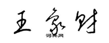 梁錦英王象財草書個性簽名怎么寫