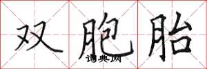 田英章雙胞胎楷書怎么寫