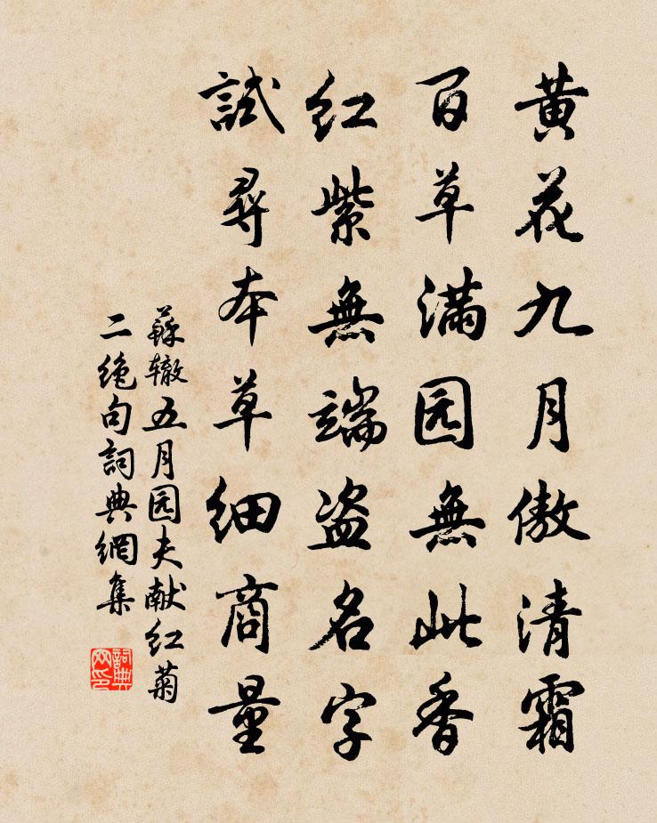 蘇轍五月園夫獻紅菊二絕句書法作品欣賞