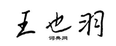 王正良王也羽行書個性簽名怎么寫