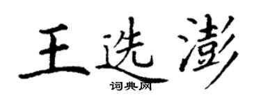 丁謙王選澎楷書個性簽名怎么寫