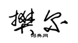 朱錫榮樊爾草書個性簽名怎么寫