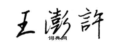 王正良王澎許行書個性簽名怎么寫