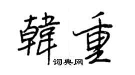 王正良韓重行書個性簽名怎么寫