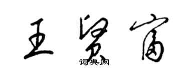 梁錦英王賢富草書個性簽名怎么寫