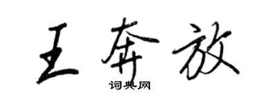 王正良王奔放行書個性簽名怎么寫