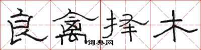 駱恆光良禽擇木隸書怎么寫