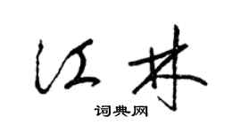 梁錦英江林草書個性簽名怎么寫