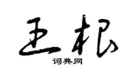 曾慶福王根草書個性簽名怎么寫