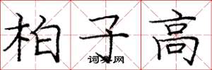 龐中華柏子高楷書怎么寫