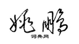 梁錦英姚鵬草書個性簽名怎么寫