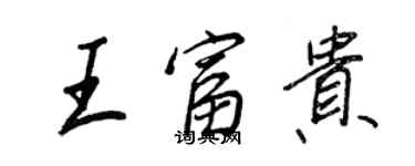 王正良王富貴行書個性簽名怎么寫