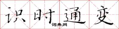 黃華生識時通變楷書怎么寫