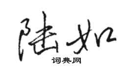 駱恆光陸如行書個性簽名怎么寫