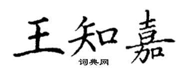 丁謙王知嘉楷書個性簽名怎么寫