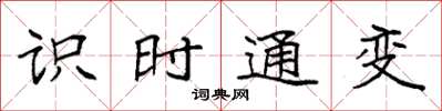 袁強識時通變楷書怎么寫