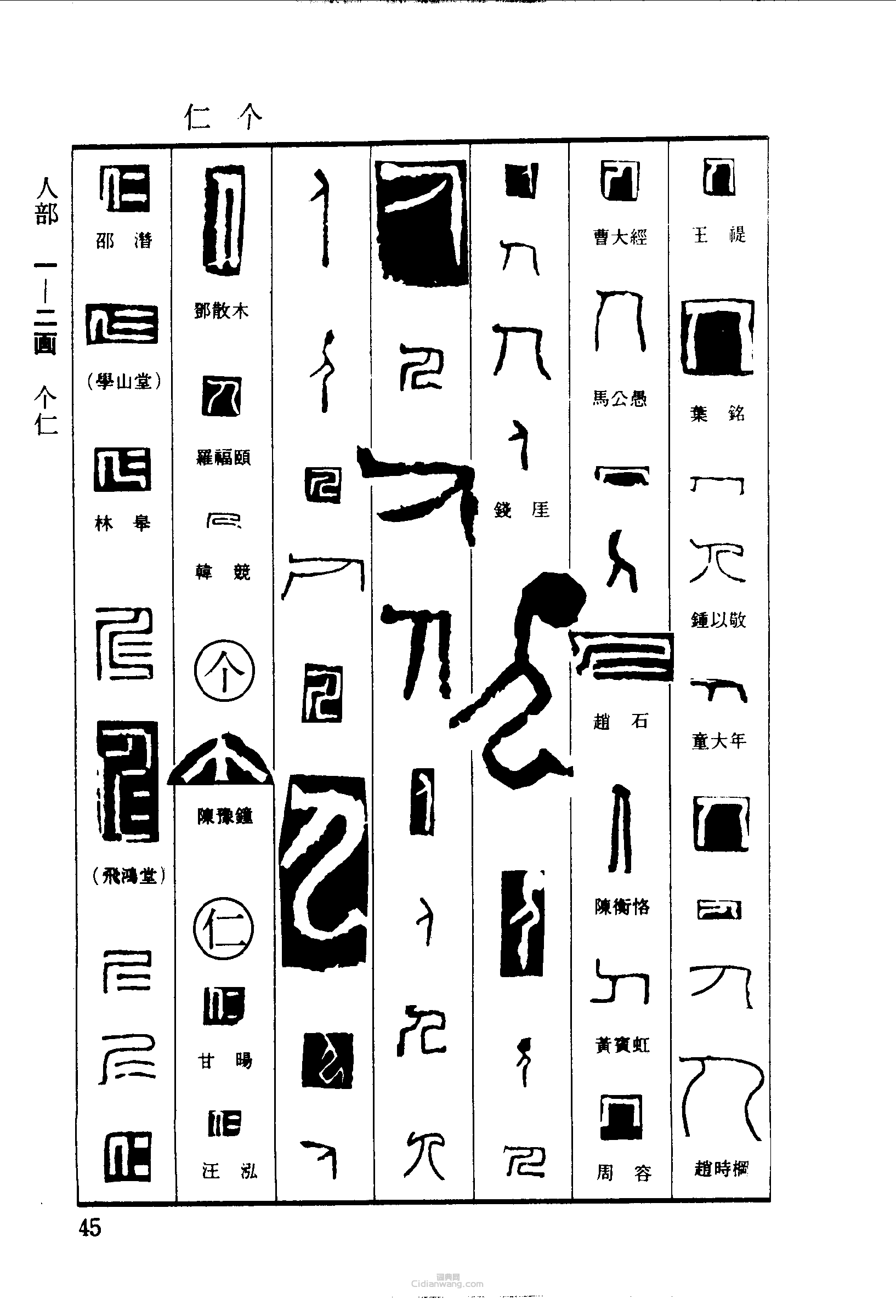 篆刻字典的篆刻印章人個仁