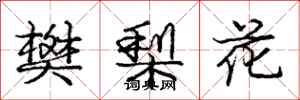 龐中華樊梨花行書怎么寫