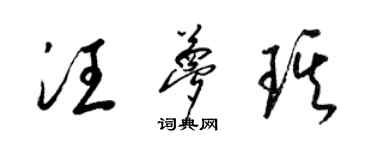 梁錦英汪夢琪草書個性簽名怎么寫