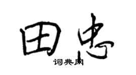 王正良田忠行書個性簽名怎么寫