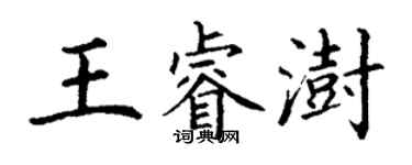 丁謙王睿澍楷書個性簽名怎么寫