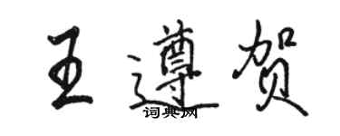 駱恆光王遵賀行書個性簽名怎么寫