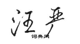 駱恆光汪嚴行書個性簽名怎么寫