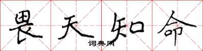 侯登峰畏天知命楷書怎么寫