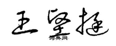 曾慶福王堅挺草書個性簽名怎么寫