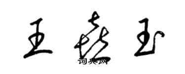 梁錦英王喜玉草書個性簽名怎么寫