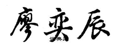 胡問遂廖奕辰行書個性簽名怎么寫