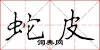 侯登峰蛇皮楷書怎么寫