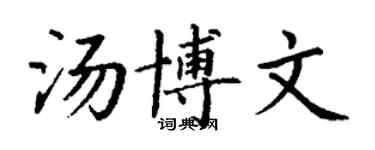 丁謙湯博文楷書個性簽名怎么寫