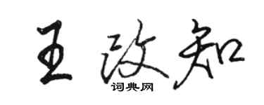 駱恆光王改知行書個性簽名怎么寫